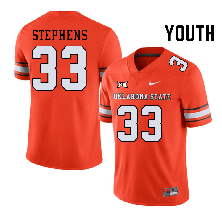 Youth #33 Donovan Stephens Oklahoma State Cowboys College Football Jerseys Stitched-Alternate Orange
